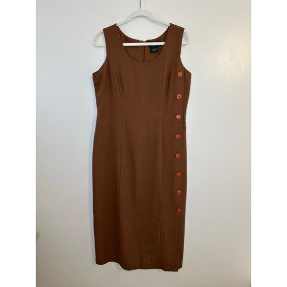 Hunt Club Dresses & Skirts - Vintage Y2K 90s Women Sleeveless Dark Academia Brown Button Midi Sheath Dress 10